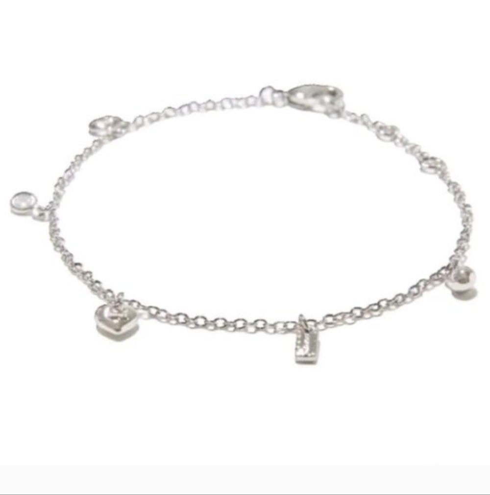 Coach Charm Bracelet Silver With Monogram Logo Heart NWT